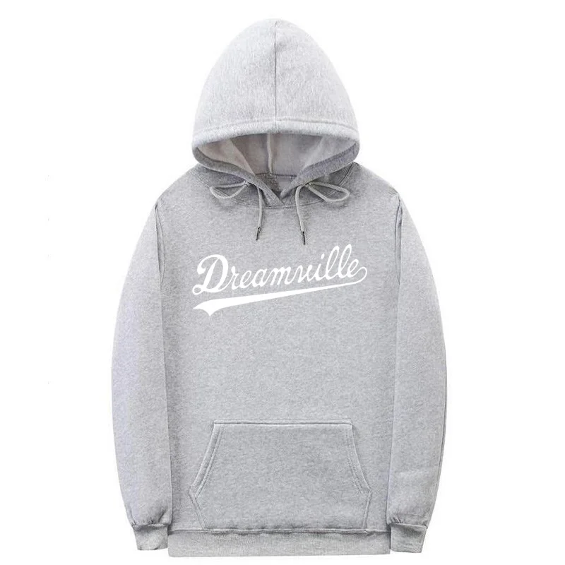 Новинка; худи Для мужчин хип-хоп DREAMVILLE Коул Логотип с капюшоном Swag письмо флисовые J худи с принтом Cole зимние толстовки Мужские пуловер - Цвет: Gray