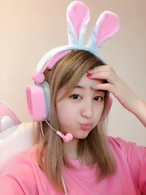 NEW XIBERIA S21 Pink headphone headband Rabbit ears girl 3.5MM 7.1 channel Professional game headset for PC smartphone