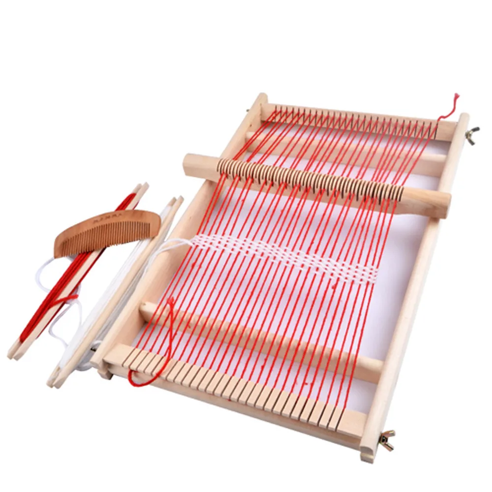 Kids Early Education Fun Learning Toys For Children Elm Looms Wooden Tapestry Hand-Knitted Machine DIY Weaving Loom Kit Y1018