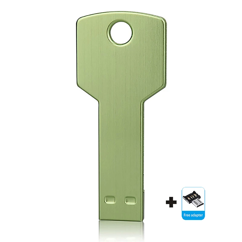 Металлическая высокоскоростная usb-флешка, реальная емкость, USB флеш-накопитель, 2,0, 128 ГБ, 64 ГБ, 32 ГБ, 16 ГБ, 8 ГБ, usb флеш-накопитель, флешка, u-диск - Цвет: green-otg