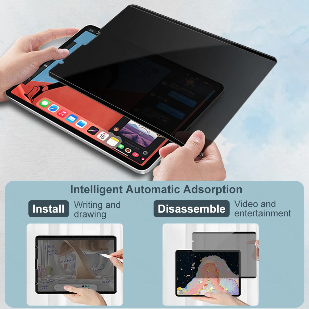 Magnetic Privacy Screen Protector for iPad mini 6 iPad Pro 12 9 11 Air 4  10.2 7th 8th Anti-Spy Anti-Peep Removable Film