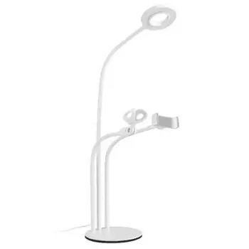 

3 In 1 Led Selfie Ring Light Desktop Led Lamp Lazy Mobile Phone Holder With Microphone Holder For Iphone Video Stander White