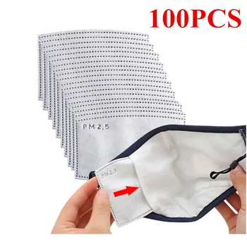 

100pcs PM2.5 mask Activated Carbon Disposable Filter Pad Breathing Insert Protective Replacement Mouth Dust Mask Wholesale