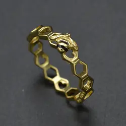 Новый кольцо из стерлингового серебра 925 с Блестящими Золотыми сотами для женщин Свадебные ювелирные изделия DIY