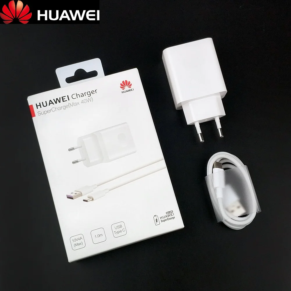 Huawei mate 30 Pro 20 P30 20 быстрое зарядное устройство 40 Вт Путешествия ЕС SuperCharge адаптер usb type-c кабель для mate 30 20 P30 20 Phon - Тип штекера: EU charger kit
