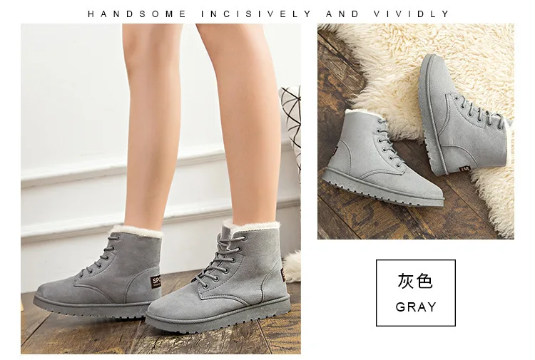Winter snow boots women with fleece Martin boots thickened warm cotton shoes students boots flat new 2019120507