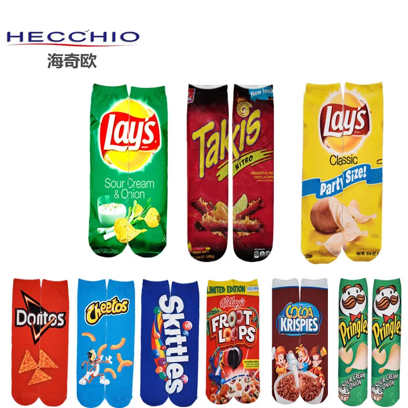 

Harajuku Interesting Socks Food Burger/pizza/sushi Print Cute Socks Man Milk Creative Life