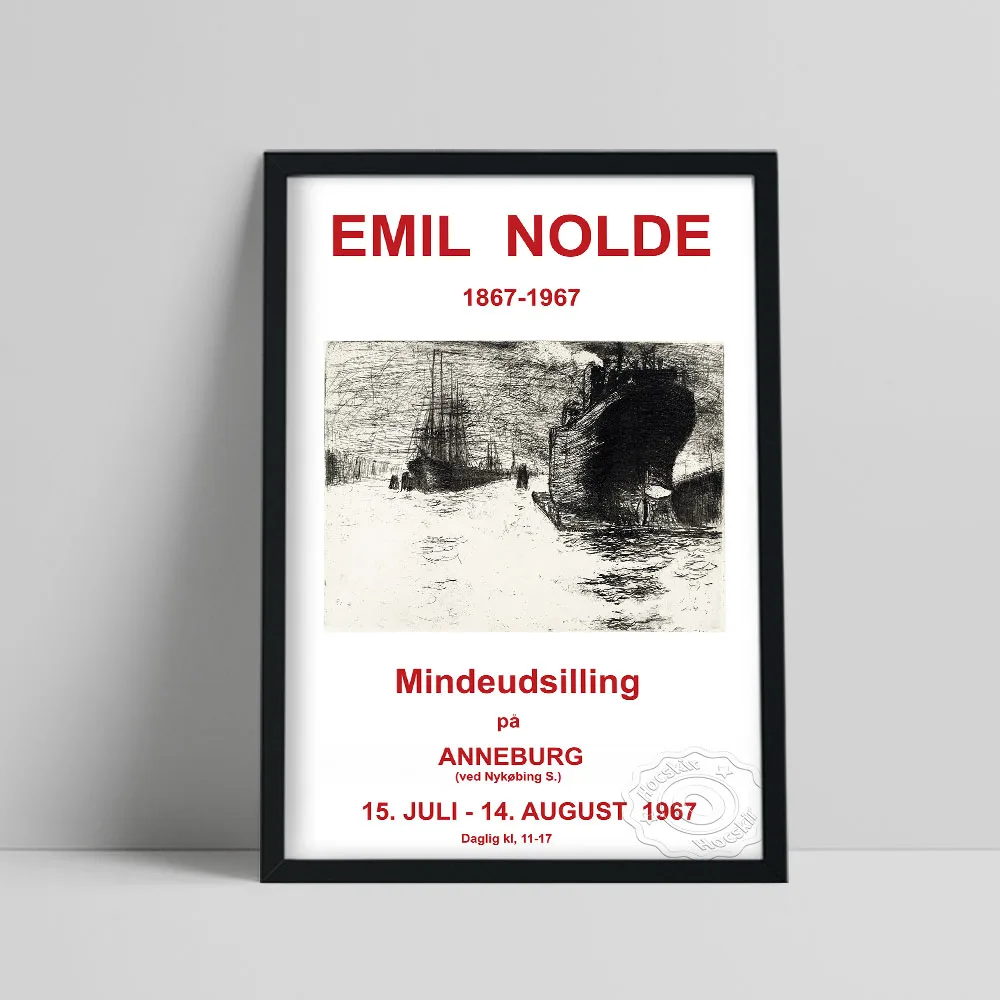 

Emil Nolde 1967 Vintage French Exhibition Poster, Mindeudsilling Pa Anneburg Art Print, Ship Wharf Sketch Art Decorative Picture