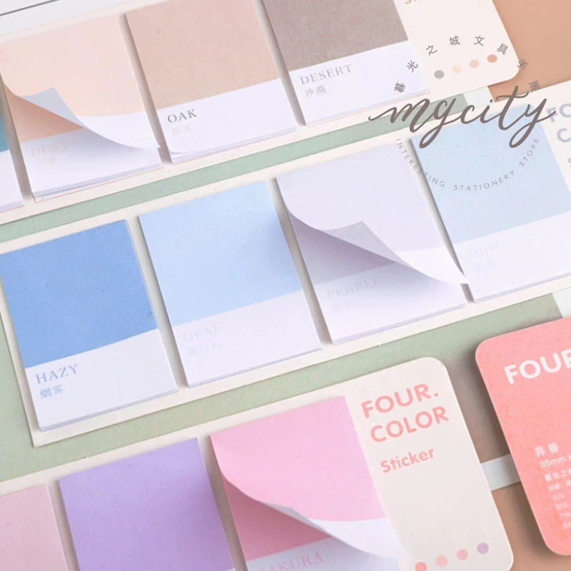 

80sheets/pack Four Color Sticky Notes Index Memo Pad Bookmarks Cute Scheduler Paper Stickers Kids Stationery