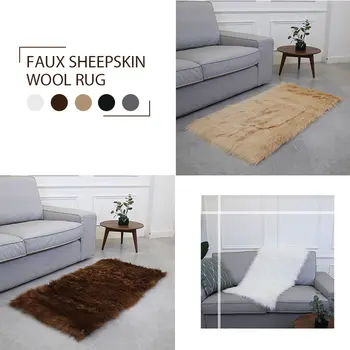 

Fluffy Rugs Carpet Floor Warm Luxurious 120X60cm Multicolored Dining Room Sofa Chair Wool Carpet Home Mat Rectangle Decoration