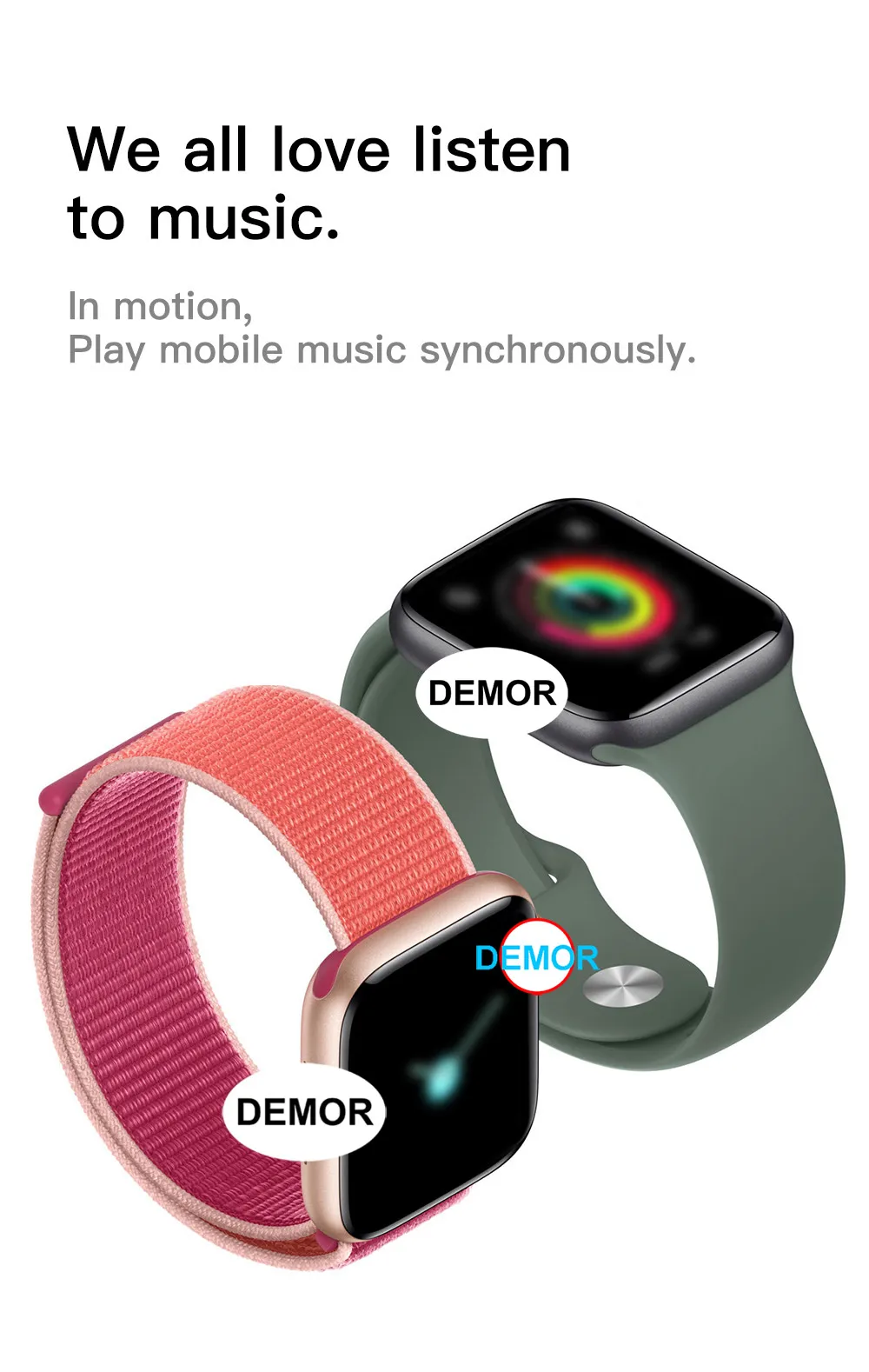 DEMOR умные часы серии 5 для мужчин и женщин 40 мм 44 мм подключенный монитор сердечного ритма умные часы для Apple iOS iPhone 11X8 Android телефон