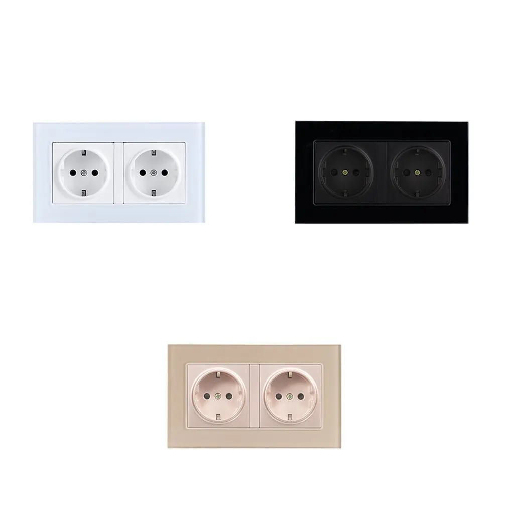 EU 146 Type Two German Socket German Standard Tempered Glass Socket Panel Export European Standard European German Socket