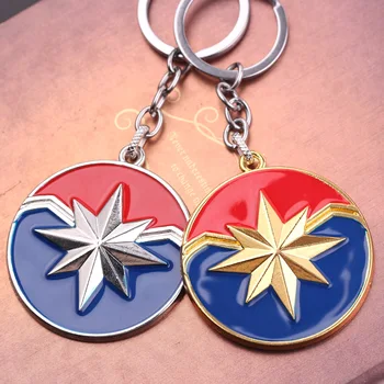 

Anime Cartoon Captain Marvel Cosplay Props Keychain Alloy Dripping Oil Logo Pendant Accessories Gift Decorations