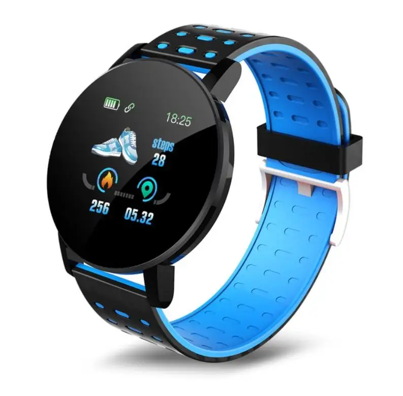 119Plus Touch Screen Smart Watch Waterproof Sport Fitness Tracker Men Women Blood Pressure Heart Rate Monitor For Android IOS