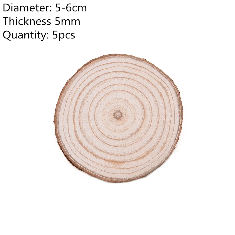 5pcs 5-6cm 3-12 см толстые натуральные сосновые круглые необработанные деревянные ломтики круги с деревом коры бревна диски DIY ремесла Свадебная вечеринка живопись Декор - Цвет: 5pcs 5-6cm