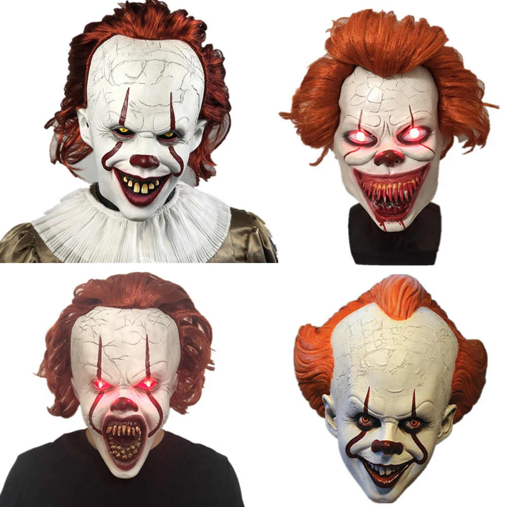 VEVEFHUANG Stephen King's It Mask Pennywise Horror одежда для клоуна маска глаза будет сиять клоун латексная маска для хеллоуина косплей реквизит