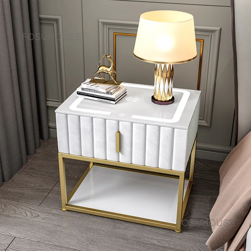 Intelligent Bedside Table Simple Modern Wireless Rechargeable Nightstands Bedroom Furniture Multi-functional Small Nightstand