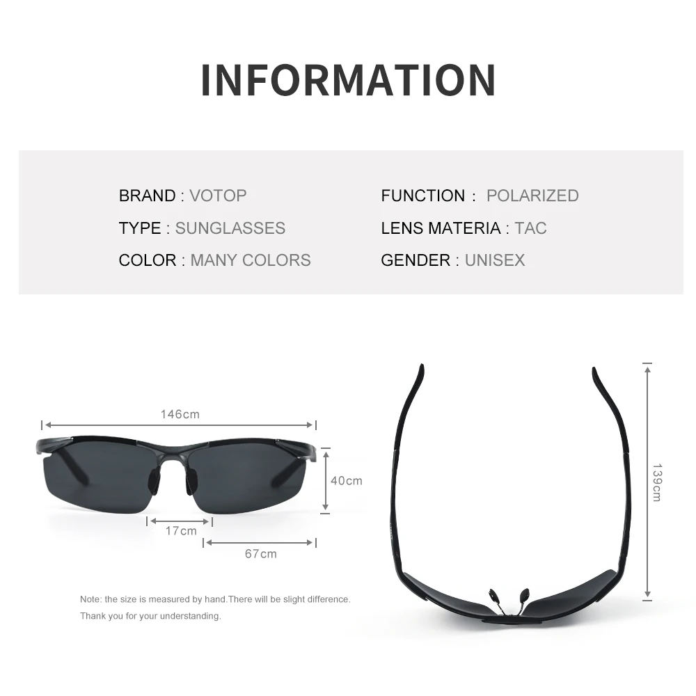 VOTOP Polarized Sunglasses Men Anti Glare Lens UV400 Aluminium Magnesium Frame Sun Glasses For Driving Fishing Travel_voghion.com