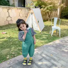 Новые комбинезоны для мальчиков и девочек, весенние модные детские длинные штаны, От 1 до 6 лет, PO55