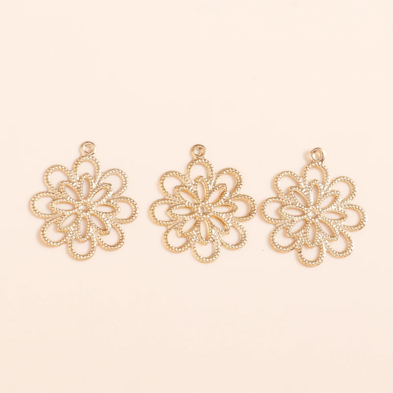 80pcs/lot 20*23mm Gold Color Hollow Flowers Charms for Jewelry Making DIY Necklaces Bracelets Pendant Craft Supplies Accessories