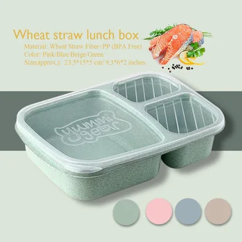 

1Pcs Practical Plastic 3 Compartments Lunch Food Box Snack Container Storage Lunchbox Microwavable Containers