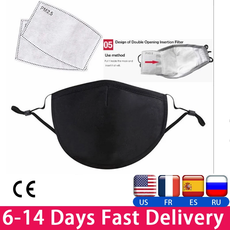 

Face Mask With 2pcsFilter Activated Carbon PM 2.5 Anti-Pollution Mask Dustproof Anti-fog Respirator Unisex Mouth Muffle Washable