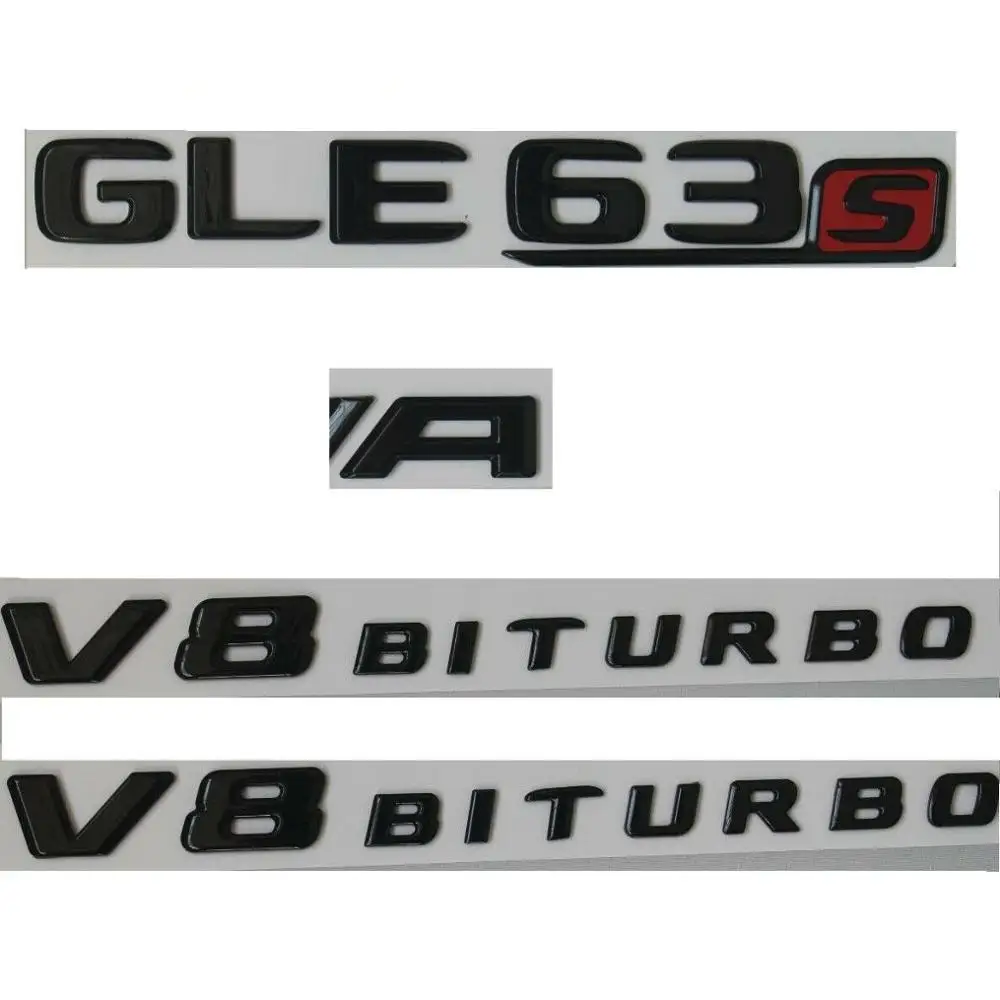 Блестящие черные буквы для GLE63s Для AMG V8 BITURBO эмблемы значки для Mercedes Benz W166 - Цвет: GLoss black