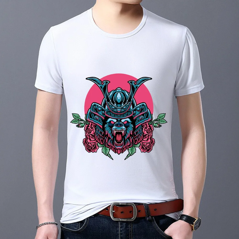 

Men's T-shirt O-neck Top Hot-selling Classic Funny Print Slim Fit All-match Youth Trendy White Commuter Short-sleeved T-shirt
