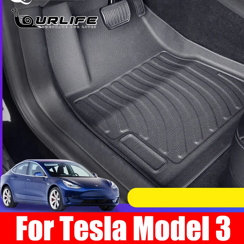 For Tesla Model 3 Car Waterproof Non-slip Floor mat TPE Modified Accessories Fully surrounded Special Foot Pad Trunk Catpet | Автомобили и