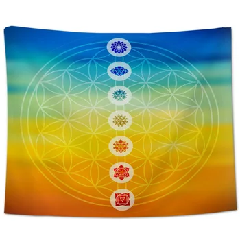 

Gradient Toned Chakra Centers Spiritual Power Universe Harmony Religious Design Wall Tapestry Beach Towel Home Decoration