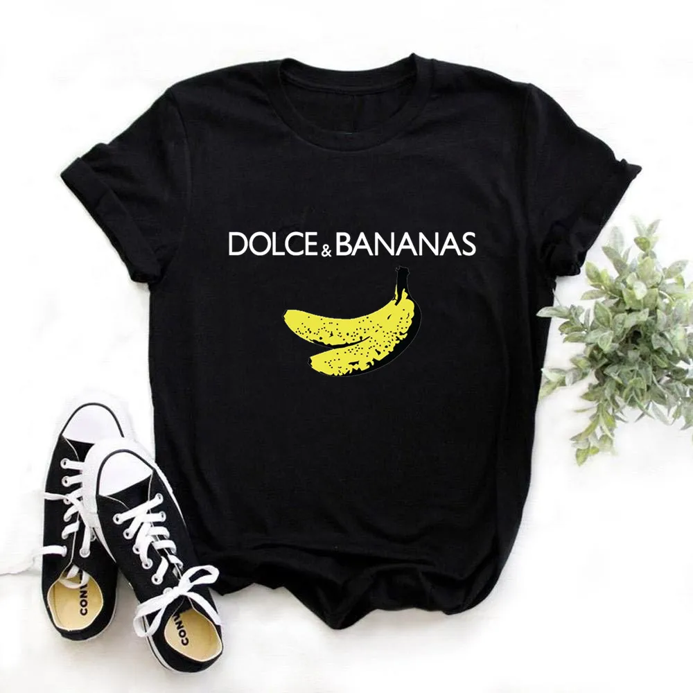 

Girl Funny Bananas Print T shirt Women Summer Casual Black T Shirt Harajuku 90s Girl Top Hipster Clothes,Drop Ship,Ready Stock