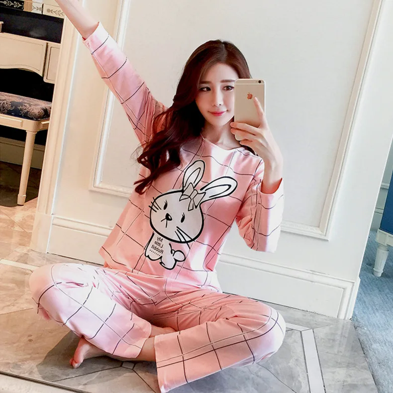

2018 Spring And Autumn New Style Pajamas Women's Thin Cartoon Bear Little Girl Set Multi--Homewear Set