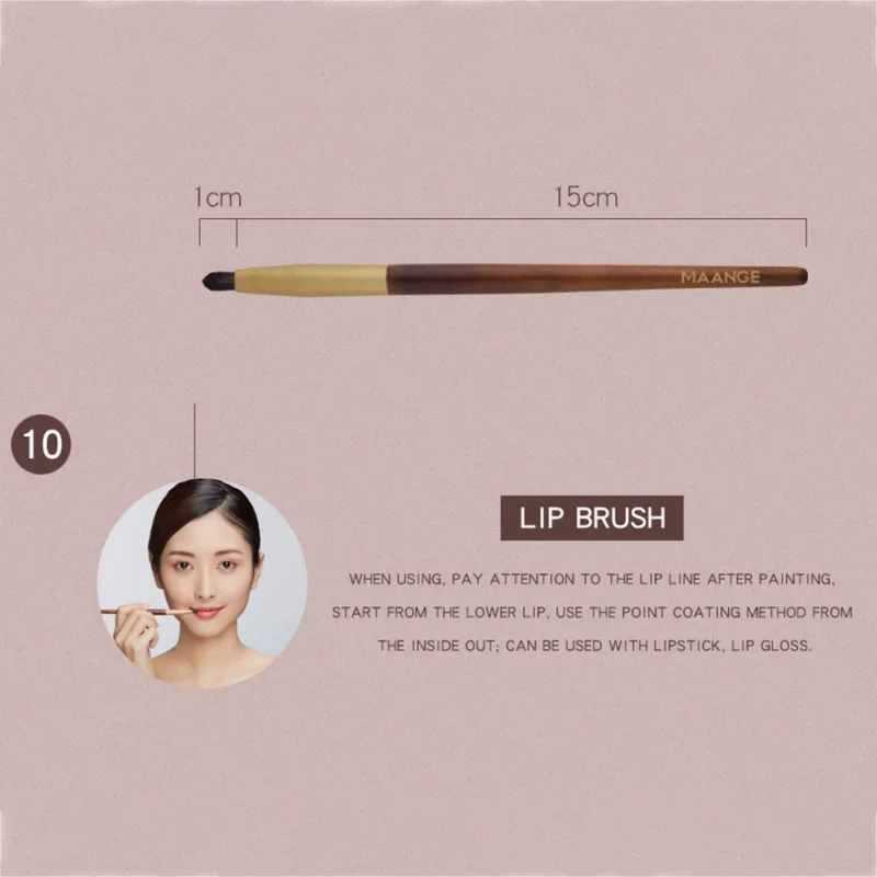 10Pcs Pincel Maquiagem Set Foundation Brush Loose Powder Brush Eyeshadow Brush Lip Cosmetic Beauty Makeup Brush