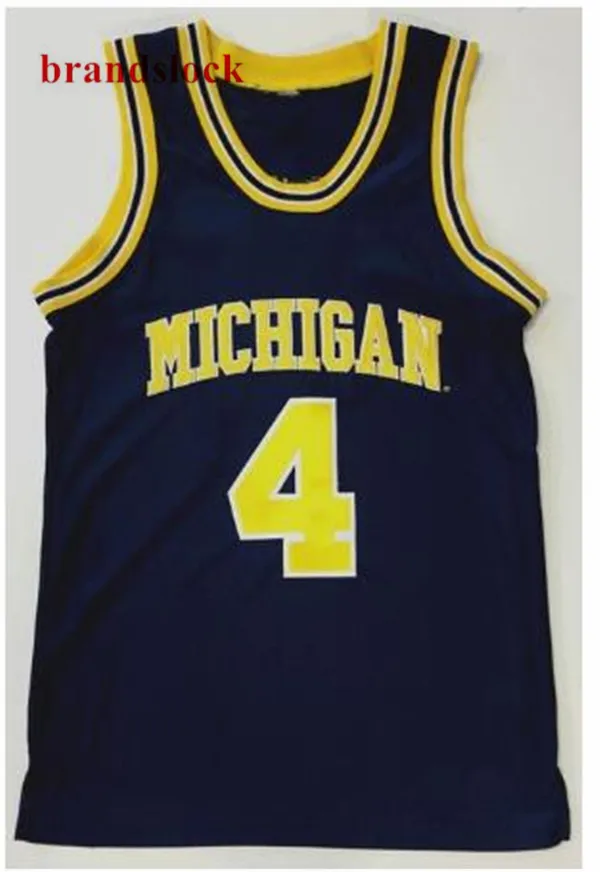 

#4 CHRIS WEBBER Vintage MICHIGAN WOLVERINES Basketball Jersey Embroidery Stitched Customize any number and name Jerseys