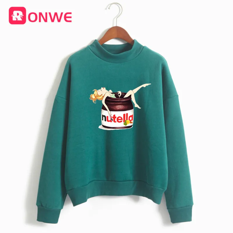 T138B-green Женская толстовка Nutella Kawaii 90s Harajuku Ullzang, модная женская зимняя флисовая Толстовка Harajuku Kpop, рождественский подарок - Цвет: T138B-green
