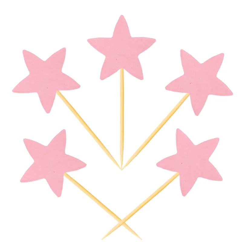 pink star 20 шт ручной работы с блеском, в форме сердечка, звездочки, кекс Toppers день рождения, свадьба, украшение для торта, украшения для еды - Цвет: pink star