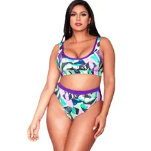 Купальники с принтом размера плюс для женщин, новинка, летний купальник с пуш-ап, монокини с пуш-ап, два предмета, купальный костюм, танкини