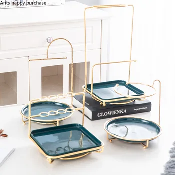 

Nordic Storage Tray Ceramics Iron Art Display Stand Living Room Room Jewelry Finishing Shelf Jewelry Desktop Decoration Storage