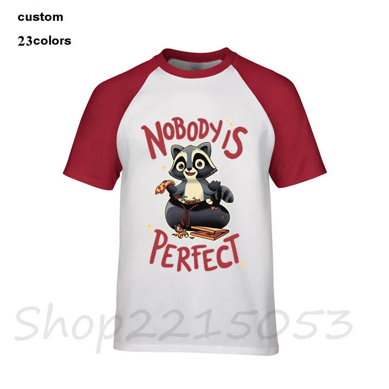 

2020 streetwear Nobody is Perfect racoon mapache coon trash panda badger opossum on sale Men funny tshirts male t-shirt t shirts