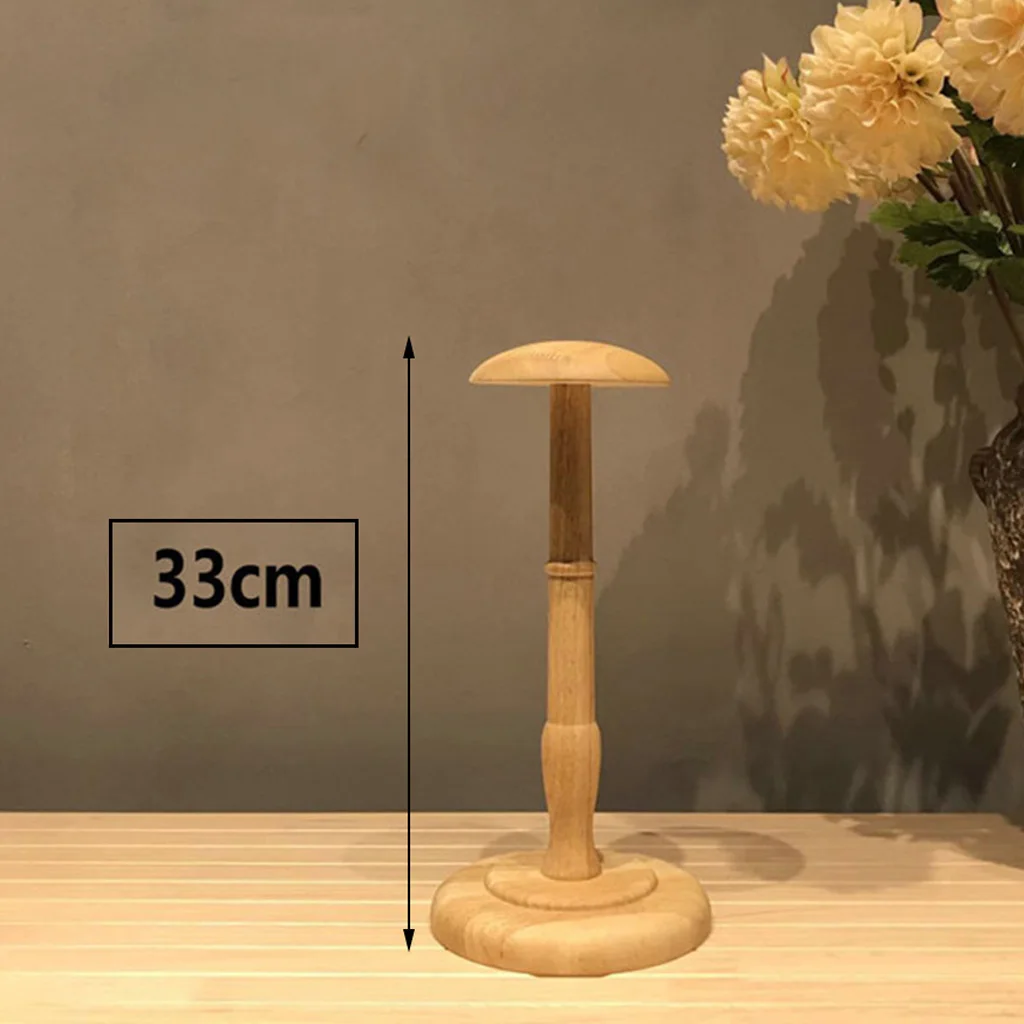 Countertop Wooden Display Holder Stand for Baseball Cap Beret Wig Hairpiece