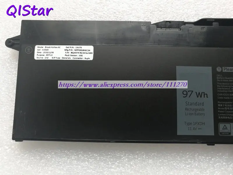 QISTAR 11,4 V 97Wh подлинный 1FXDH Аккумулятор для ноутбука DELL