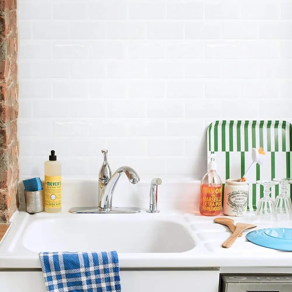 Легко DIY пилинг и палочка плитки водонепроницаемый ПУ клей 3D эффект кирпича обои выбор для кухни ванной комнатный Декор-10 штук