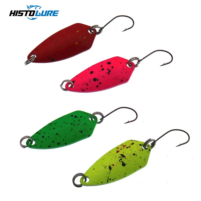 

HISTOLURE 4Pcs/Lot 2.5g Trout Spoon Fishing Lures Wobblers Spinner Baits Sequin Copper Metal jigging Mini Artificial Hard Bait