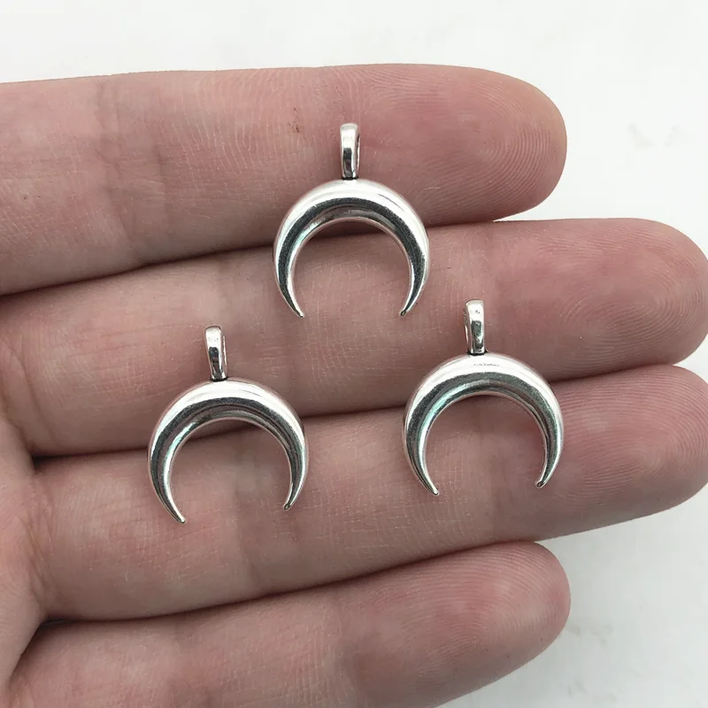

15pcs 21x17mm Pendant Horns Crescent Moon Charm Pendants for Jewelry Making DIY earring Moon Pendants Handmade Accessories