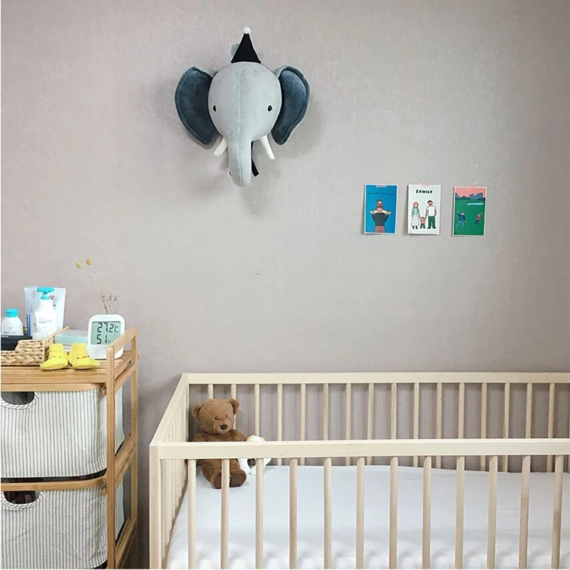 Скандинавский единорог, мягкие игрушки, детский Декор для стен, кролик, слон, 3D голова животного, украшение на стену для детской комнаты, детский Декор на стену