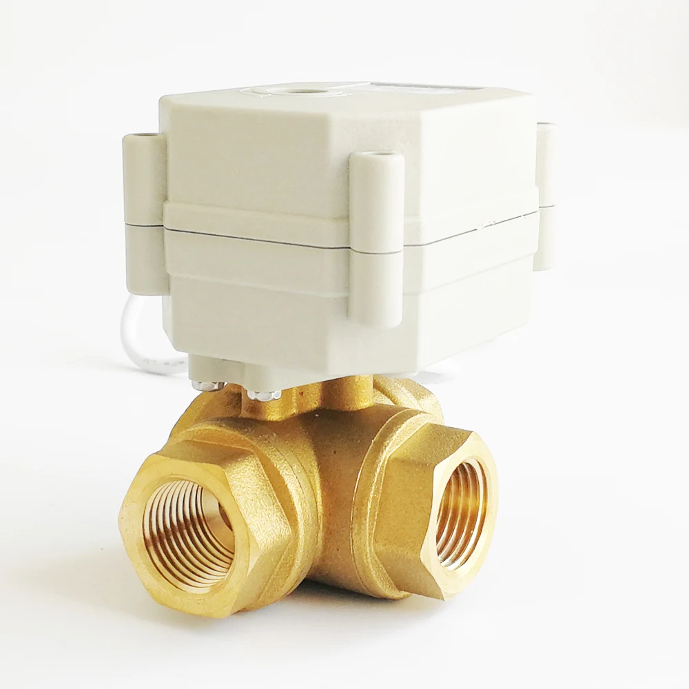 TF25 BH3 A латунь 1 ''DN25 3 Way T/L тип горизонтальный привод шаровой клапан DC12V DC24V 2/5/7