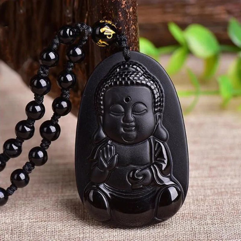 

Jade Necklace Pendant Natural Obsidian Stone Necklace Pendant Women's Jewelry Fine Jewelry Obsidian Necklace Pendant