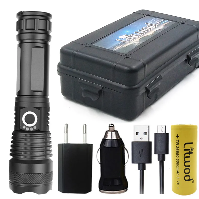 Litwod Z92 1282 50000lm Мощный тактический светодиодный фонарик фонарь CREE XHP70.2 18650 26650 перезаряжаемый фонарь на батарее - Испускаемый цвет: Option D