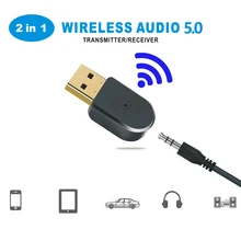 2 в 1 Bluetooth 5,0 приемник/передатчик беспроводной Bluetooth адаптер USB 3,5 мм AUX с микрофоном вызова для ПК автомобиля аудио динамик