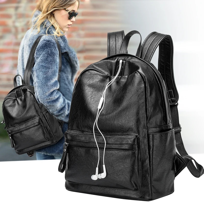 

Backpack Women School Backpack Girl 2019 Universal Korean Edition Leather Soft Large Capacity Student Bag Fashion Trend Travel